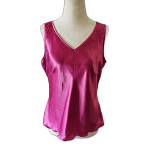 Caramelo Women Tank Top Size 46, US 12-14 Pink Fuchsia Satin Lined Made in Spain